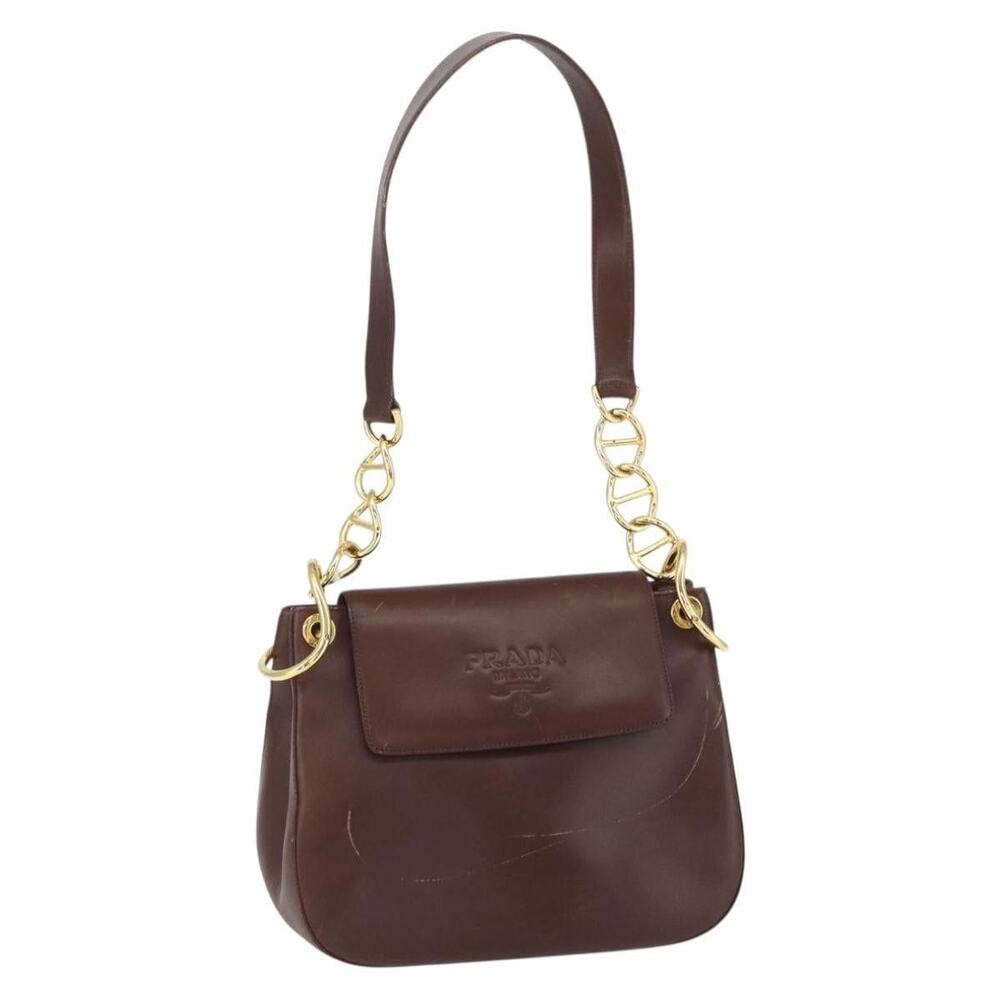 Prada Leather Shoulder Bag Brown